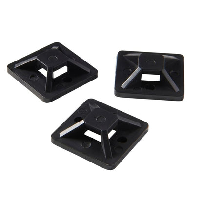 Selvklæbende kabelholdere Diall 25 x 25 mm sorte 25 stk
