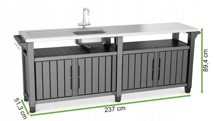 Udekøkken Unity Chef 415L med Vask 237x90 cm