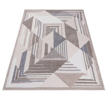 Udendørs Tæppe Fladvævet Beige Creme Geometrisk