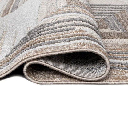 Udendørs Tæppe Fladvævet Beige Creme Geometrisk