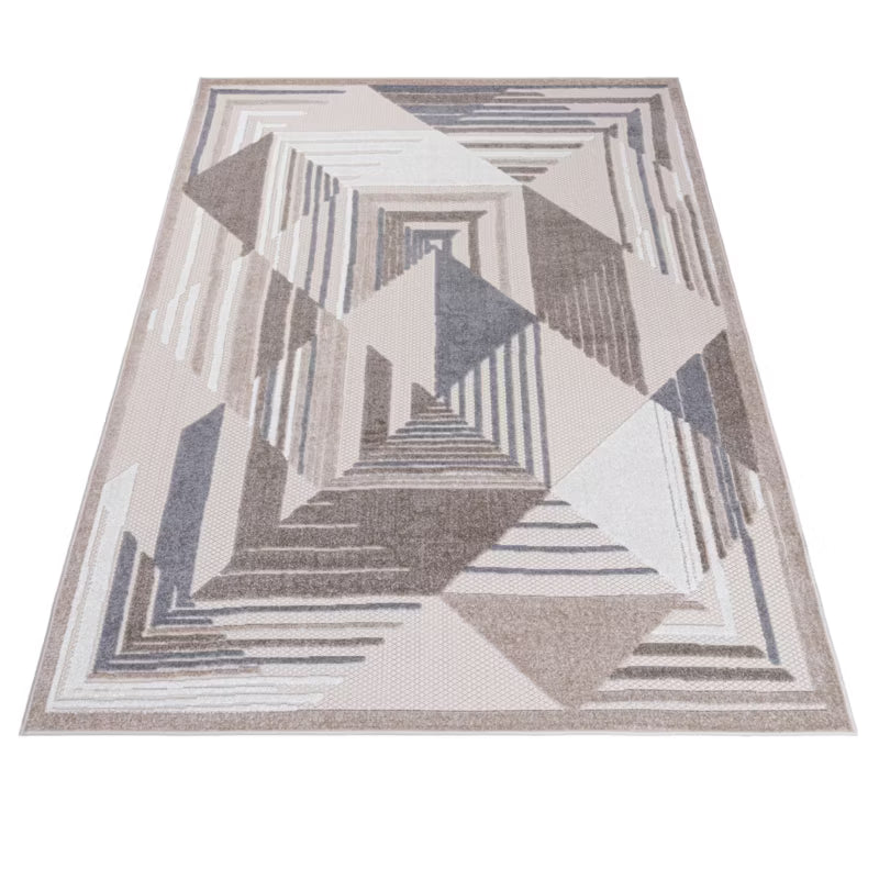 Udendørs Tæppe Fladvævet Beige Creme Geometrisk