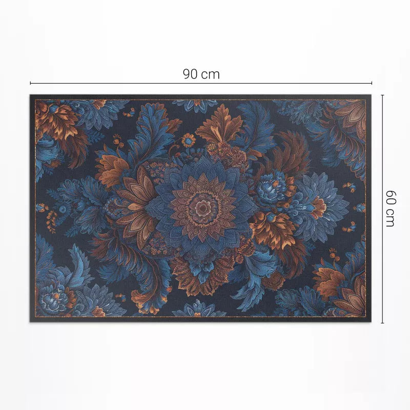 Udendørs Vinyltæppe Vintage Blomstermotiv 60x90 cm Blå | 4069491852013