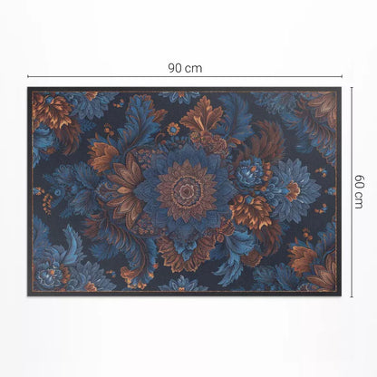 Udendørs Vinyltæppe Vintage Blomstermotiv 60x90 cm Blå | 4069491852013