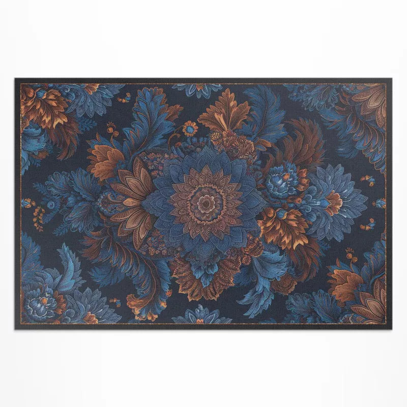 Udendørs Vinyltæppe Vintage Blomstermotiv 60x90 cm Blå | 4069491852013