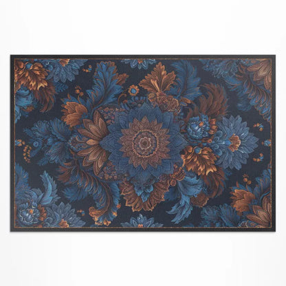 Udendørs Vinyltæppe Vintage Blomstermotiv 60x90 cm Blå | 4069491852013