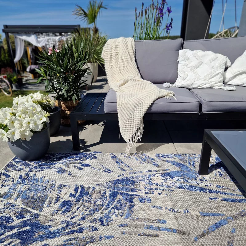 Udendørstæppe Aventura 160x230 cm Blå Grå