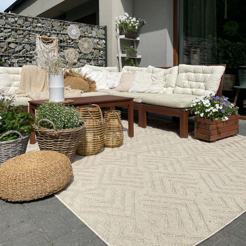 Udendørstæppe Cansas T932E Beige Kremet Geometrisk