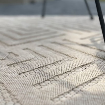 Udendørstæppe Cansas T932E Beige Kremet Geometrisk