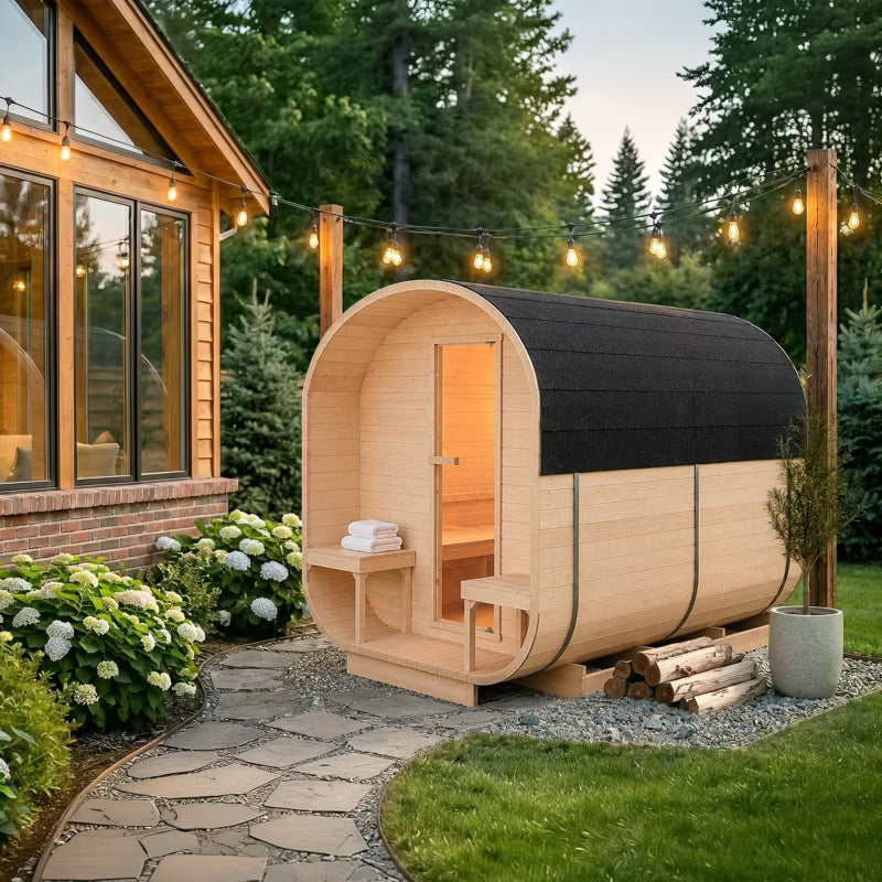 Udendørs Sauna Firkantet 220x340 cm med Forrum Gran