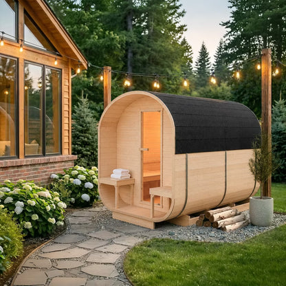 Udendørs Sauna Firkantet 220x340 cm med Forrum Gran