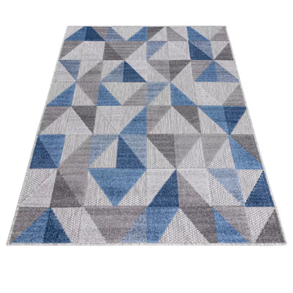 Udendørs Tæppe 160x230 cm Blå og Grå Fladvævet