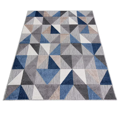 Udendørs Tæppe 160x230 cm Blå Grå Fladvævet