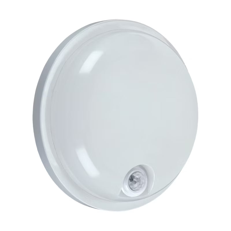 Udendørs Væglampe LED Rund 22 cm Hvid IP65 med Sensor