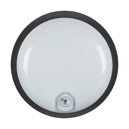 Udendørs Væglampe LED Rund 22 cm Sort IP65 med Sensor