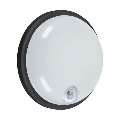 Udendørs Væglampe LED Rund 22 cm Sort IP65 med Sensor