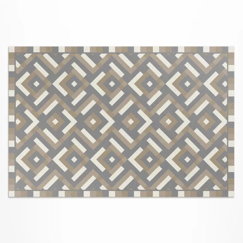 Udendørs Vinylgulvtæppe 140x210 cm Beige Geometrisk Mønster