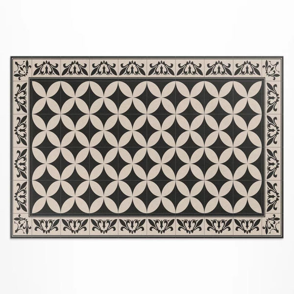 Udendørs Vinyltæppe Spansk Flisemønster 140x210 cm Sort | 4069491878969