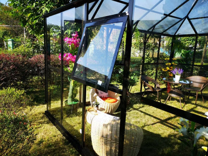 Udestue BROADWAY 436x436 cm Sort Hærdet Glas