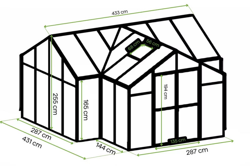 Udestue TRIBECA 433x431 cm Sort Glas