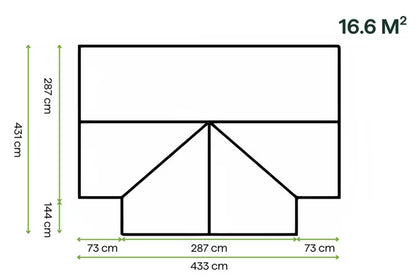 Udestue TRIBECA 433x431 cm Sort Glas