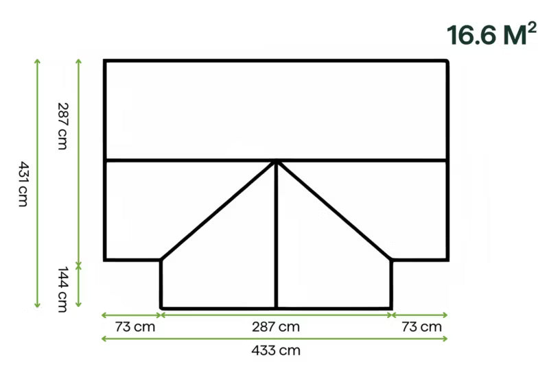 Udestue TRIBECA 433x431 cm Sort Glas