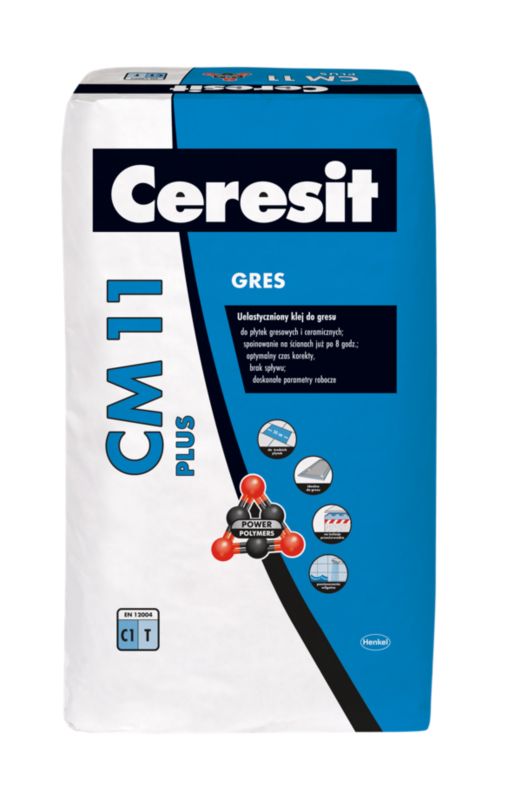 Fleksibelt fliseklæbemiddel til porcelænsfliser Ceresit CM11 Plus 22,5 kg