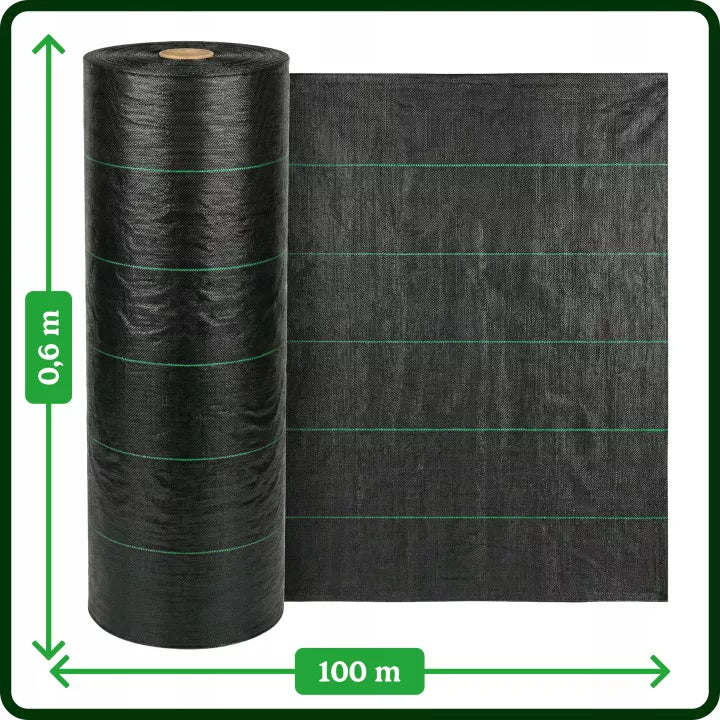 Ukrudtsdug 0,6x100 m 100 g/m² Sort