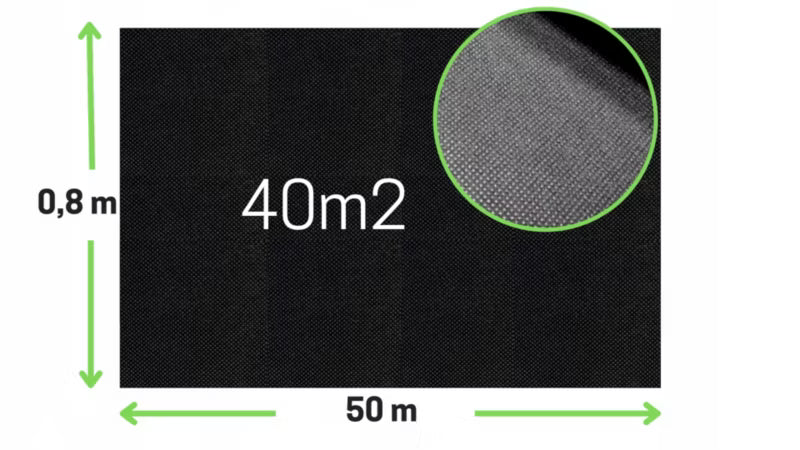 Ukrudtsdug 0,8x50 m Sort 50 g/m²