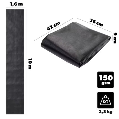 Ukrudtsdug 1,6x10 m 150 g/m² Sort