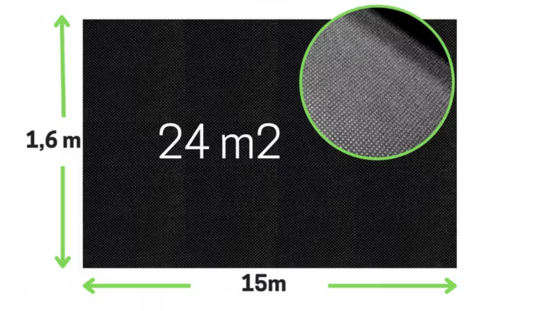 Ukrudtsdug 1,6x15 m Sort 100g