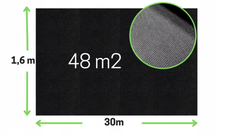 Ukrudtsdug 1,6x30 m 100 g/m² Sort