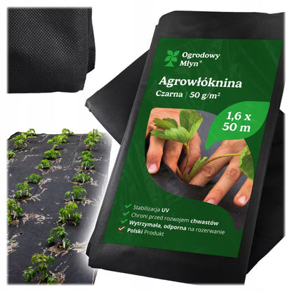 Ukrudtsdug 1,6x35 m Sort 50 g/m²