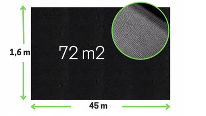 Ukrudtsdug 1,6x45 m Sort 100g/m² UV-beskyttelse
