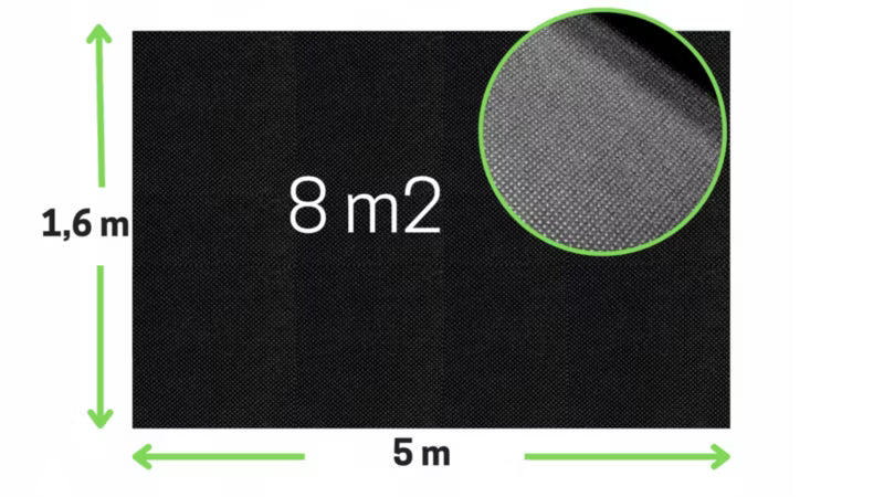Ukrudtsdug 1,6x5 m 100g/m²
