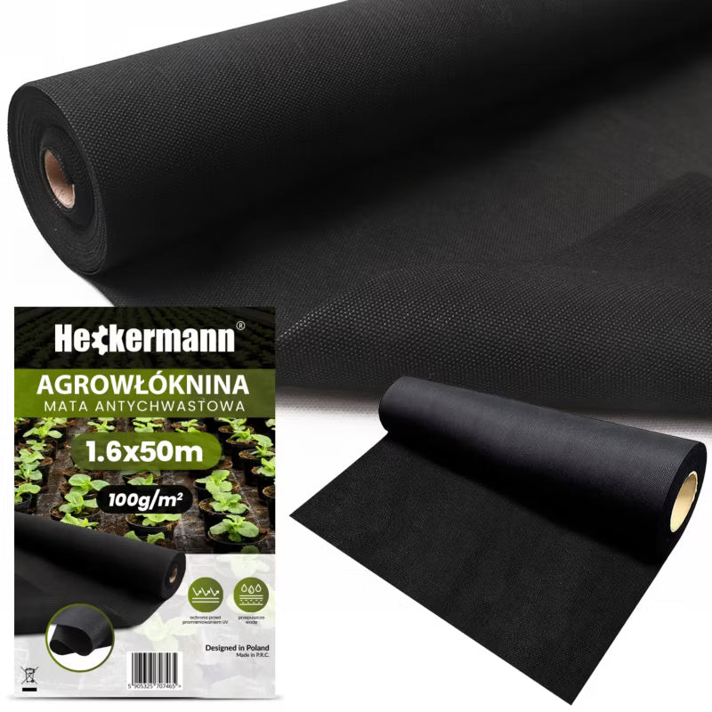 Ukrudtsdug 1,6x50 m 100g/m² Sort