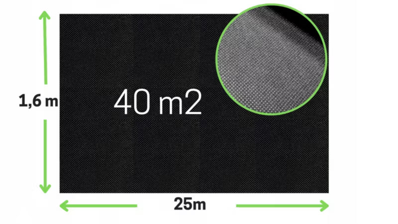 Ukrudtsdug 100g 1,6x25 m Sort