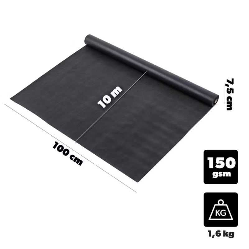 Ukrudtsdug 1x10 m 150 g/m² Sort