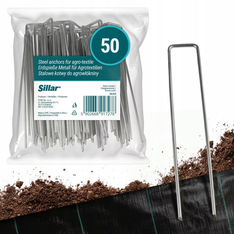Ukrudtsdug 90g/m² 3x10 m Sort med 50 Jordspyd