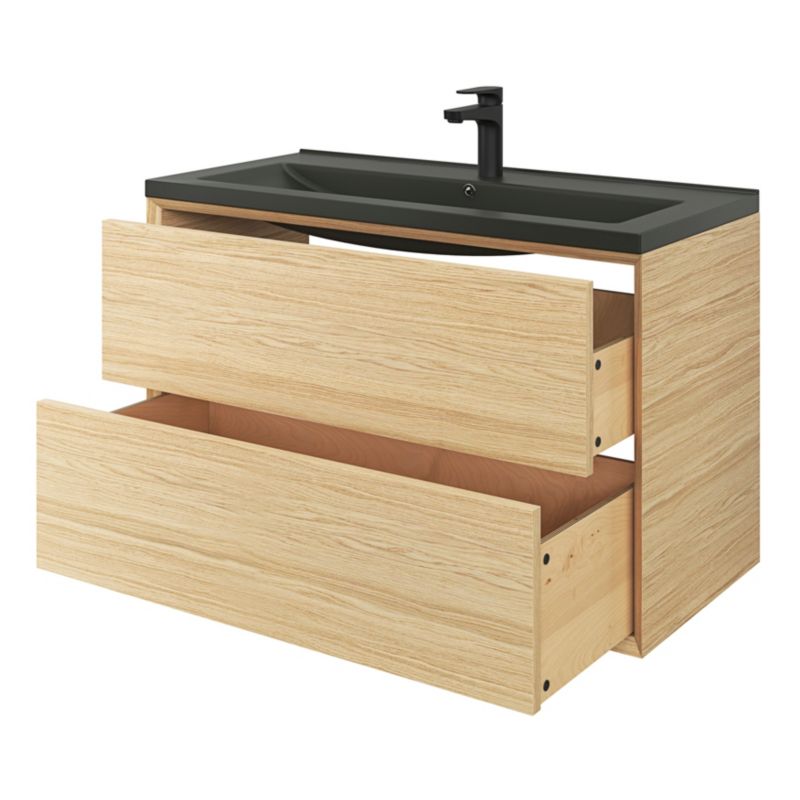 GoodHome Nira keramisk vask 100 cm sort