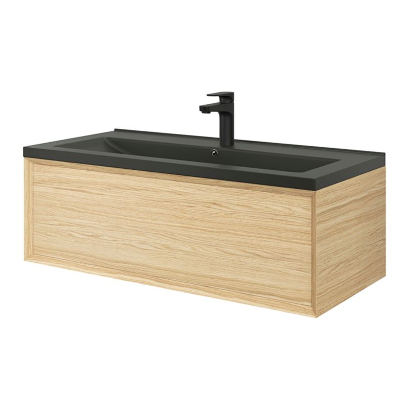 GoodHome Nira keramisk vask 100 cm sort