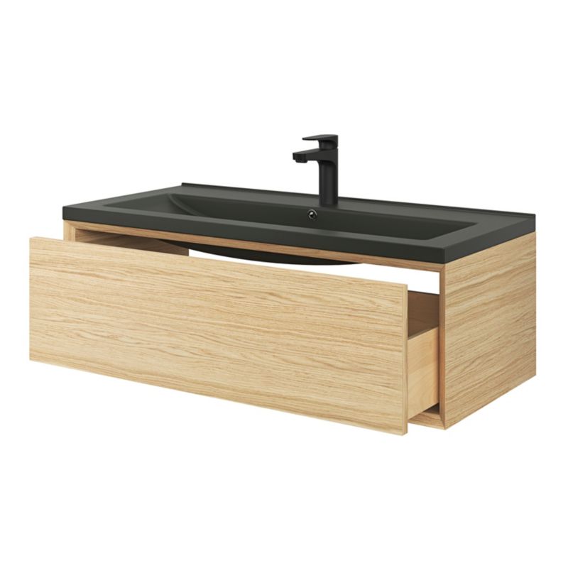 GoodHome Nira keramisk vask 100 cm sort