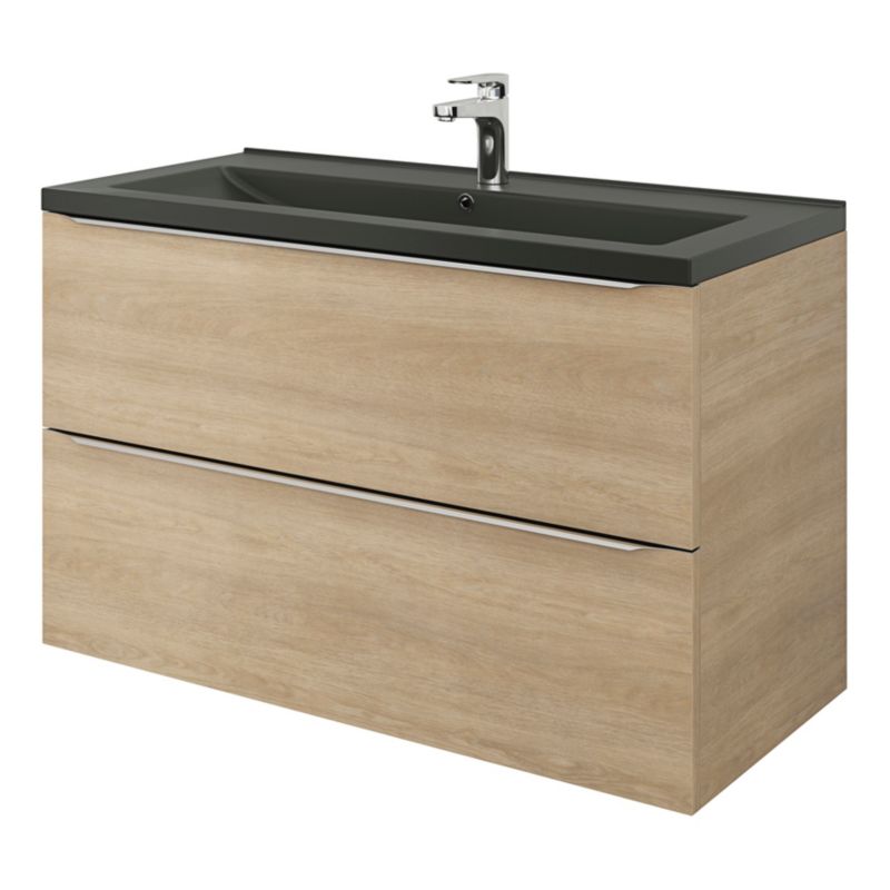 GoodHome Nira keramisk vask 100 cm sort
