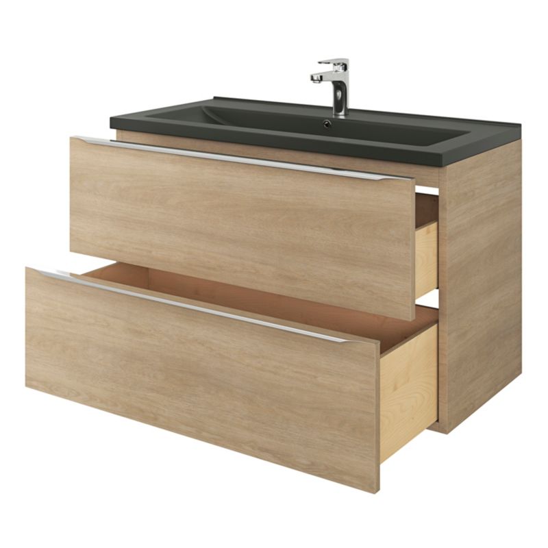 GoodHome Nira keramisk vask 100 cm sort