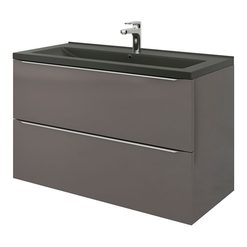GoodHome Nira keramisk vask 100 cm sort