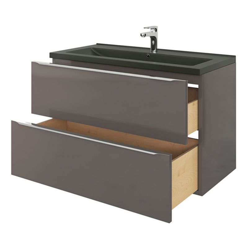 GoodHome Nira keramisk vask 100 cm sort