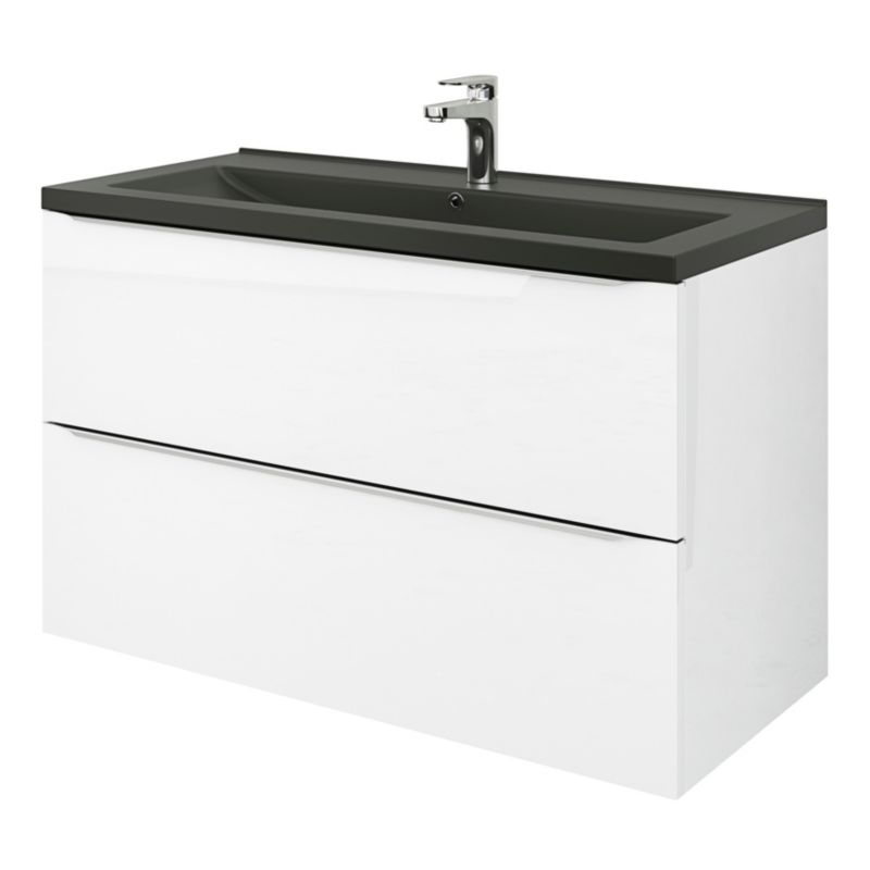 GoodHome Nira keramisk vask 100 cm sort
