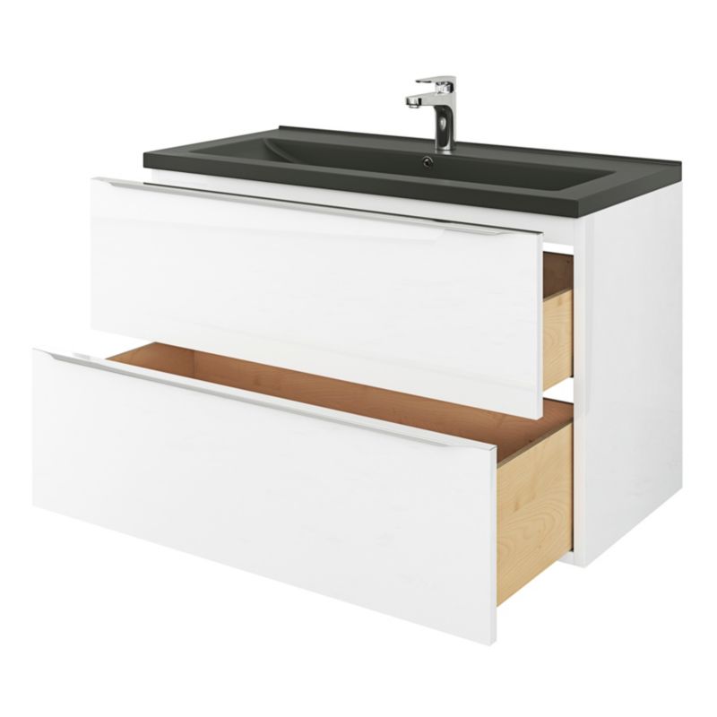 GoodHome Nira keramisk vask 100 cm sort