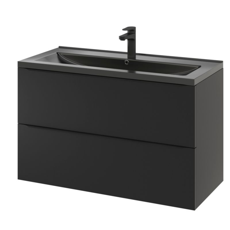 GoodHome Nira keramisk vask 100 cm sort