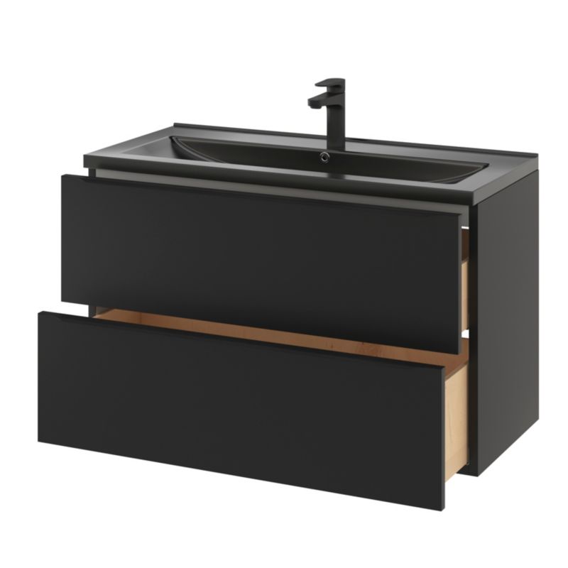 GoodHome Nira keramisk vask 100 cm sort