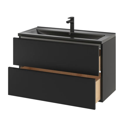 GoodHome Nira keramisk vask 100 cm sort
